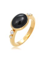 Elli PREMIUM Dames Ring Dames Edel Onyx Zwart met Topaas Edelstenen in 925 Sterling Zilver