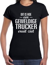 Dit is hoe een geweldige trucker eruit ziet cadeau t-shirt zwart - dames - beroepen / cadeau shirt L
