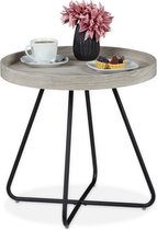 Relaxdays bijzettafel rond - salontafel - binnen - koffietafel - mdf & staal - houtlook - M