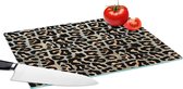 Glazen Snijplank - 39x28 - Dierenprint - Panter - Bruin - Luxe - Snijplanken Glas