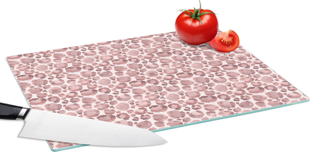 Glazen Snijplank - 39x28 - Panterprint - Roze - Chic - Snijplanken Glas