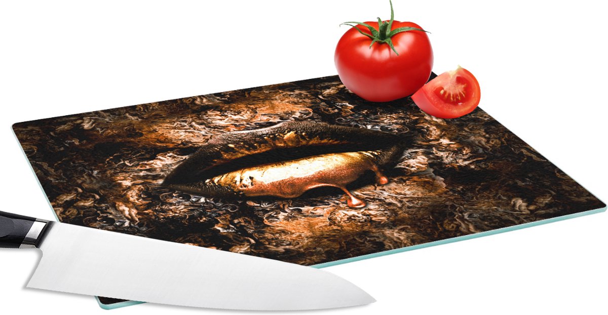 Glazen Snijplank - 28x20 - Verf - Vrouw - Mond - Snijplanken Glas