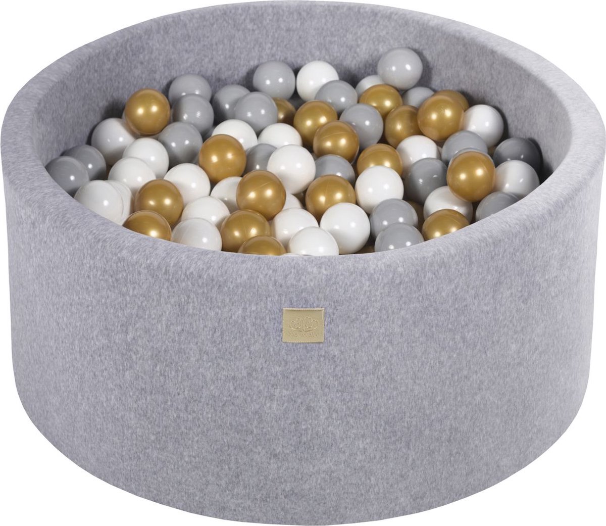 Ballenbak VELVET Licht Grijs - 90x40 incl. 300 ballen - Goud, Grijs, Wit