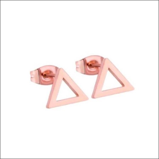 Aramat jewels ® - Oorstekers zweerknopjes open driehoek chirurgisch staal rosékleurig 8mm