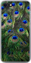 Geschikt voor iPhone SE 2020 hoesje - Close-up van veren van een pauw - Siliconen Telefoonhoesje