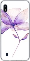 Geschikt voor Samsung Galaxy A10 hoesje - Bloemen - Waterverf - Paars - Siliconen Telefoonhoesje