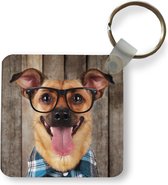 Sleutelhanger - Hond - Bril - Blouse - Hipster - Plastic - Rond - Uitdeelcadeautjes
