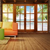 Zelfklevend fotobehang - Uitzicht op zee en palmbomen, 8 maten, premium print