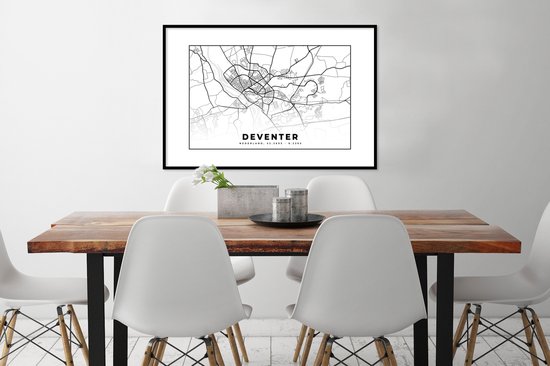 Affiche avec cadre Plan de la ville - Deventer - Pays- Nederland - 90x60 cm