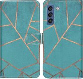 iMoshion Design Softcase Book Case Samsung Galaxy S21 FE hoesje - Blue Graphic