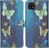 iMoshion Hoesje Geschikt voor Samsung Galaxy A22 (5G) Hoesje Met Pasjeshouder - iMoshion Design Softcase Bookcase - Blauw / Meerkleurig / Blue Butterfly