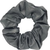 Leren scrunchie/haarwokkel, antraciet