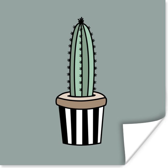 Poster Cactus - Bloempot - Design - 50x50 cm