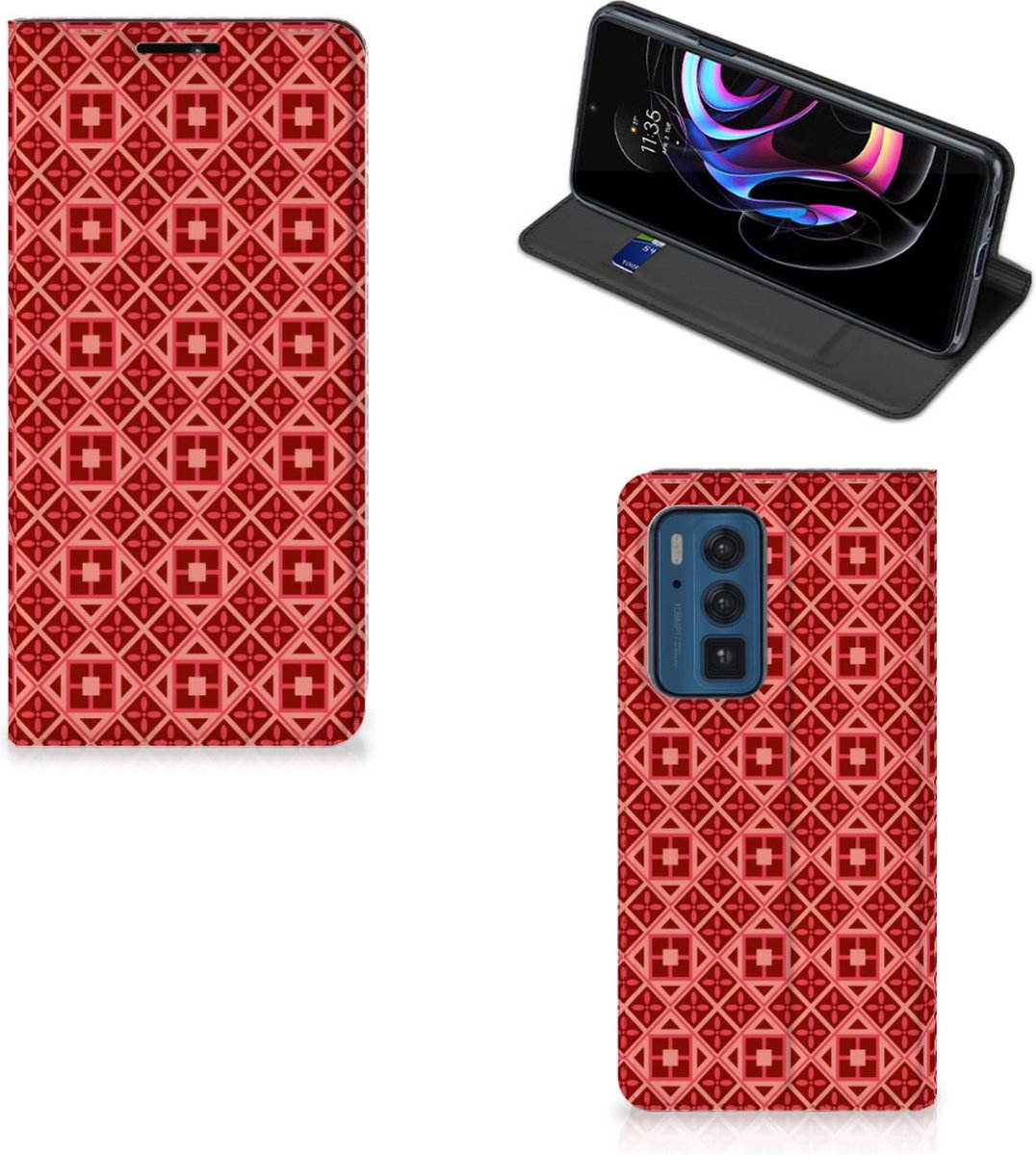 Motorola Edge 20 Pro Hoesje met Magneet Batik Rood