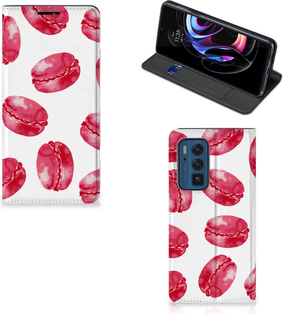 Motorola Edge 20 Pro Flip Style Cover Pink Macarons