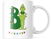 Kerst Mok: Grinch Letter B | Kerst Decoratie | Kerst Versiering | Grappige Cadeaus | Koffiemok | Koffiebeker | Theemok | Theebeker