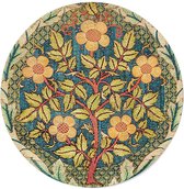 Walljar - William Morris - Rose Wreath - Muurdecoratie - Dibond wandcirkel