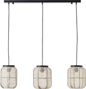 Brilliant lamp, Tannah hanglamp 3-vlams zwart/naturel, 3x A60, E27, 52W, kabel inkortbaar/in hoogte verstelbaar
