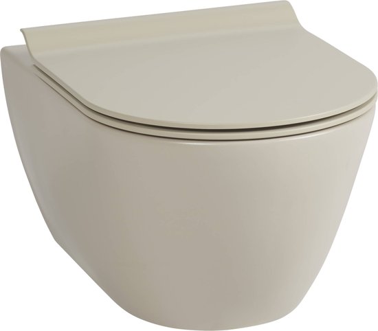 Ben Segno Hangtoilet - Xtra Glaze+ Free Flush - Mat Beige - WC Pot - Toiletpot - Hangend Toilet - Excl. Toiletbril