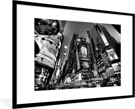 Fotolijst incl. Poster - New York - USA - Zwart - Wit - 120x80 cm - Posterlijst