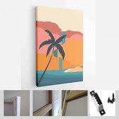 Abstracte kleurrijke landschap poster collectie. Set hedendaagse kunst strandafdruksjablonen - Modern Art Canvas - Verticaal - 1902247936