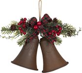 Clayre & Eef Kersthanger 22x12x16 cm Bruin Rood Ijzer Kerstdecoratie