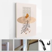 Schilderen Muur Foto's Home Room Decor. Moderne abstracte kunst botanische kunst aan de muur. Boho. Minimal Art Bloem op Geometrische Vormen Achtergrond - Modern Art Canvas - Verti