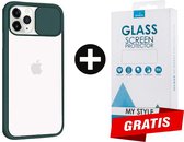 Backcase CamShield Slide Cover Camera Bescherming iPhone 11 Pro Max Rood - Gratis Screen Protector - Telefoonhoesje - Smartphonehoesje