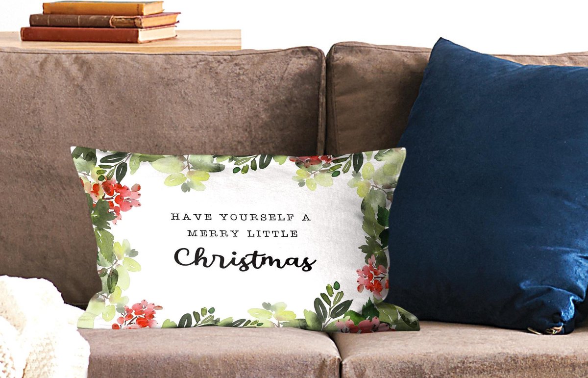 Sierkussens - Kussentjes Woonkamer - 50x30 cm - Kerst - Quote - Planten - Kerstversiering - Kerstdecoratie voor binnen - Woonkamer – foto 3