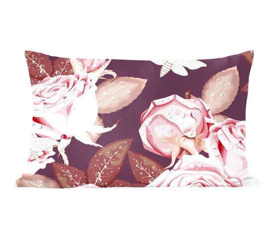 Roses - Papillons - Rose - Wit
