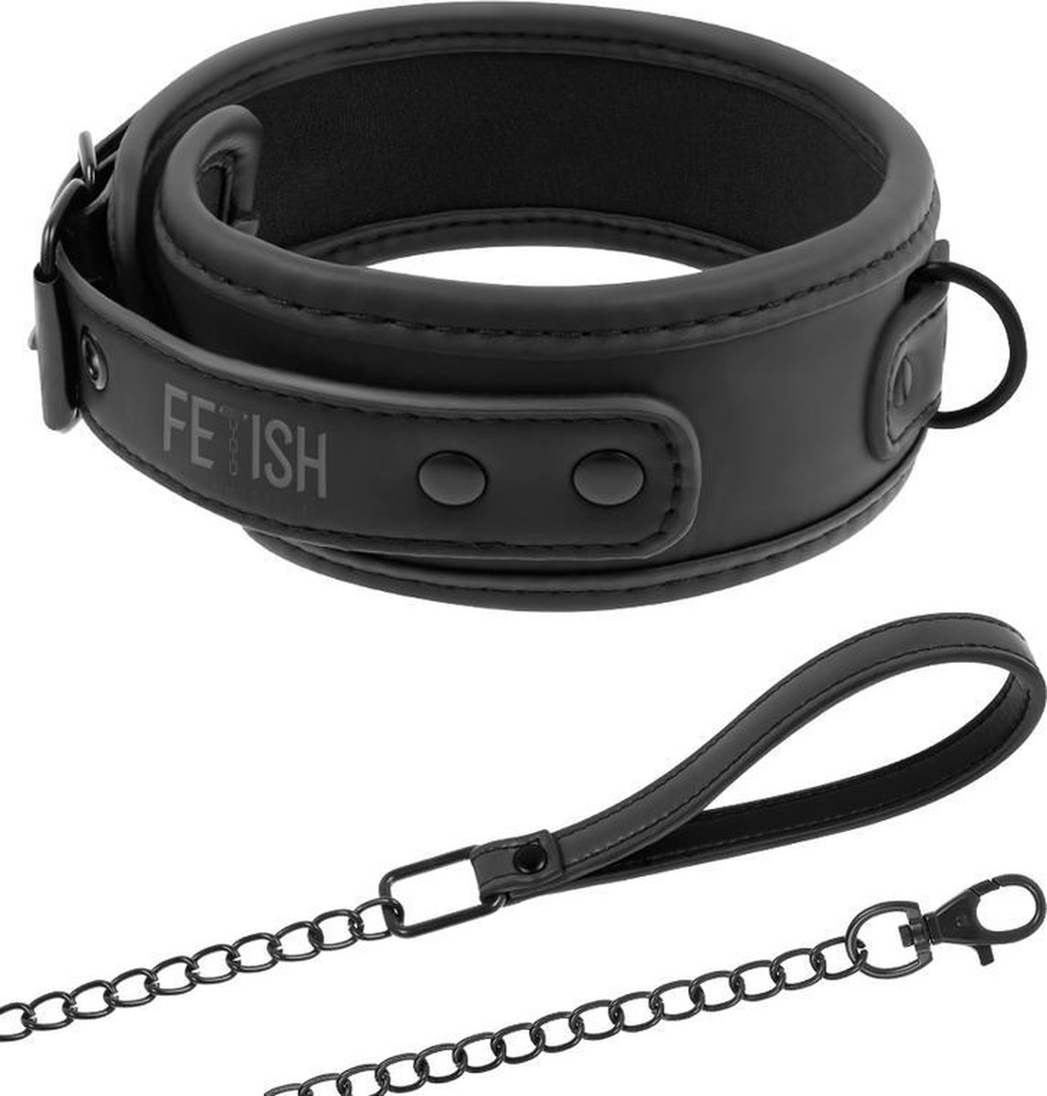Collier De Soumission Avec Laisse Cuir éco Pour Jeux érotiques BDSM - Noir, Unisexe Adulte