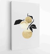 Handgetekend tropisch fruit met gouden en aquarel textuur 4 - Moderne schilderijen – Verticaal – 1912866991 - 80*60 Vertical