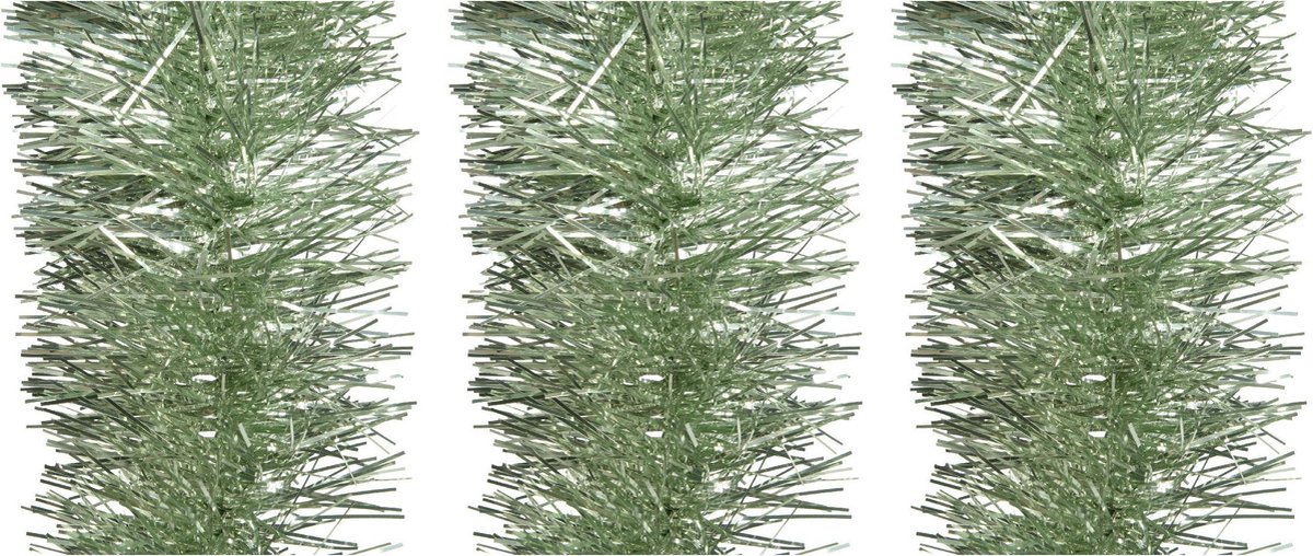 4x stuks kerstslingers salie groen (sage) 270 x 10 cm - Folie lametta guirlandes/slingers