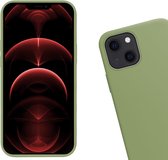 iPhone 13 Mini Hoesje Siliconen Case Met Screenprotector Met Dichte Notch - iPhone 13 Mini Hoes Siliconen Cover Met Beschermglas - Groen