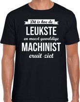 Dit is hoe de leukste en meest geweldige machinist eruit ziet cadeau t-shirt - zwart voor heren - beroepen shirt L