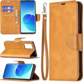 Oppo Reno6 Pro Hoesje - MobyDefend Wallet Book Case Met Koord - Lichtbruin - GSM Hoesje - Telefoonhoesje Geschikt Voor: Oppo Reno6 Pro