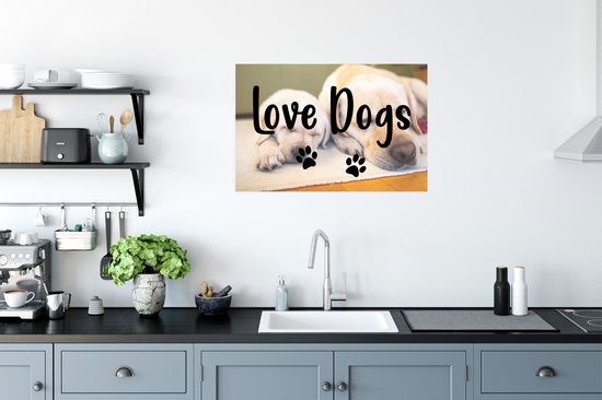 Poster Citation de Chiens 'Chiens d'amour' sur fond de deux labradors endormis - 60x40 cm
