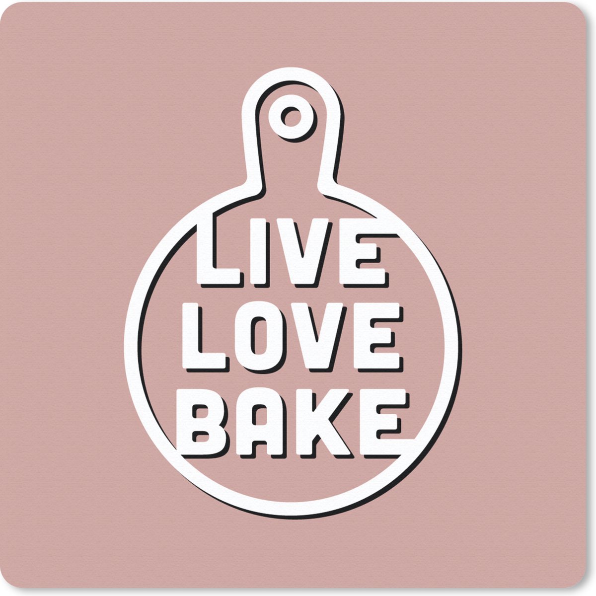 Muismat 20x20 cm - Mousepad Live love bake - Pan - Quotes - Spreuken - Muismatten