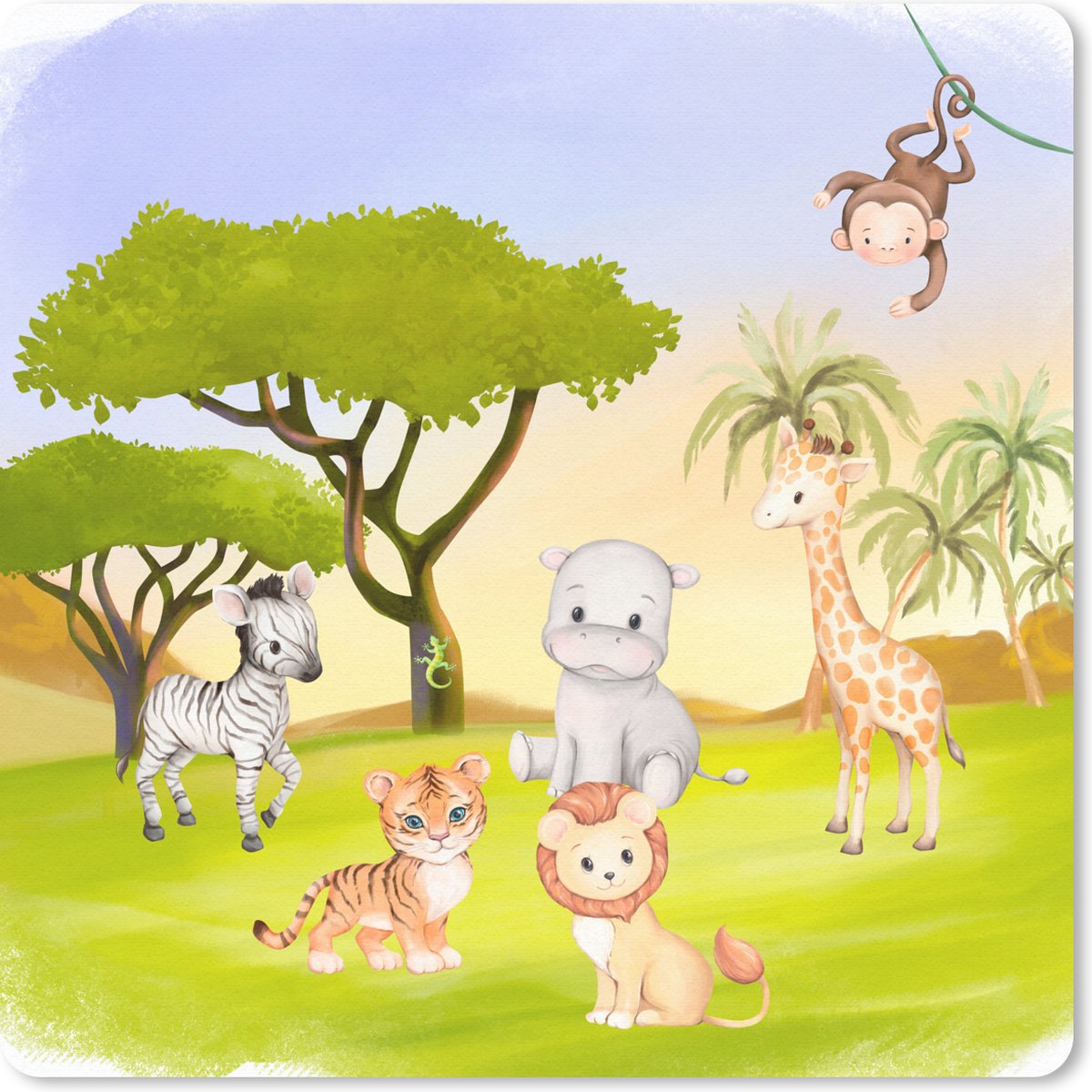 Muismat 30x30 cm - Mousepad Jungle - Dieren - Liaan - Muismatten