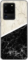 Geschikt voor Samsung Galaxy S20 Ultra hoesje - Marmer print - Patronen - Luxe - Siliconen Telefoonhoesje