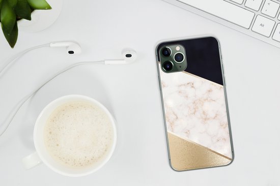 Coque iPhone 11 Pro - Imprimé marbré - Goud - Rose - Coque en Siliconen téléphone -