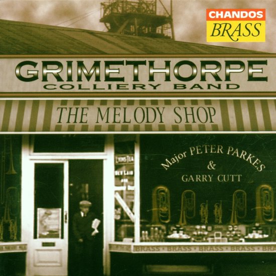 Grimethorpe Colliery Band, The Melody Shop, met messing instrumenten.