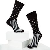 McGregor Sokken Heren | Maat 41-46 | Stripe & Dot sok | Zwart Grappige sokken/Funny socks