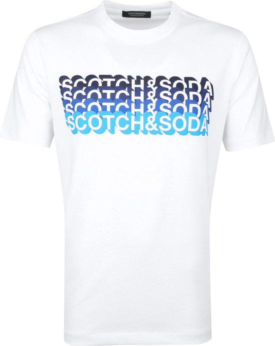 Scotch and Soda - T-Shirt Logo Artwork Wit - Heren - Maat XL - Modern-fit