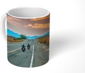 Mok - Koffiemok - Twee motoren rijdend op route 66 - Mokken - 350 ML - Beker - Koffiemokken - Theemok