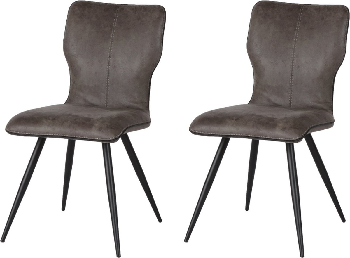 WAYS. – Stijlvolle eetkamerstoelen – Grijs – Modern en comfortabel design – Houten poten – 2 stuks