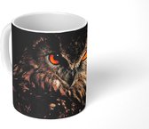 Mok - Een donkere foto van een oehoe - 350 ML - Beker