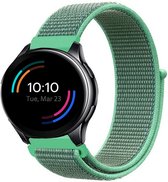 Nylon Smartwatch bandje - Geschikt voor  OnePlus Watch nylon bandje - mint - Strap-it Horlogeband / Polsband / Armband