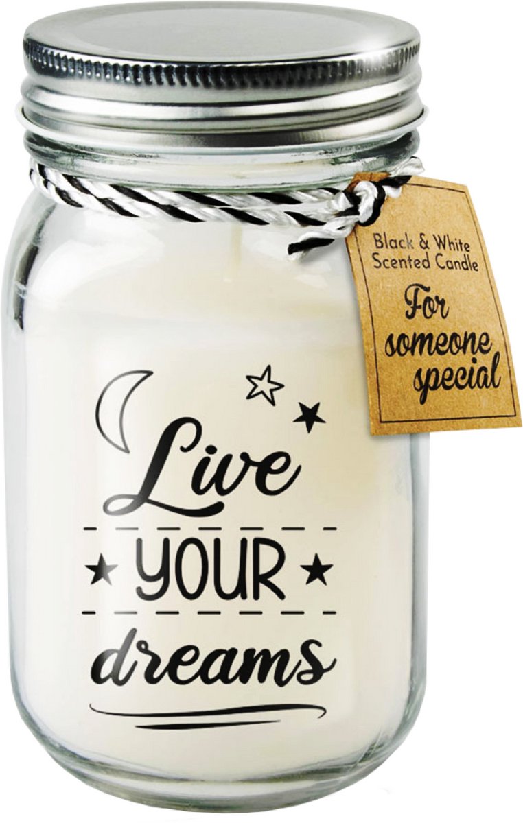 Black & White geurkaars - Live your dreams