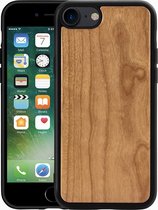 Mobiq - Houten Hoesje iPhone SE (2022) / iPhone SE (2020) / iPhone 8 / iPhone 7 | Natuurlijk Houten hoesje | Telefoonhoesje van echt kersen hout | Wooden iPhone case | Houten case